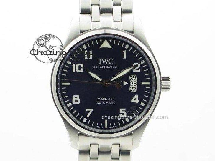 MIROTIME 0212 Mark XVIII IW327001 SS Mk Maker Best Edition Black Dial On Black Leather Strap A SunProtective 7299